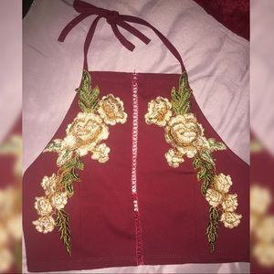 Maroon Halter Top